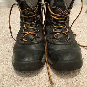 Black and Orange Lace-Up Boots